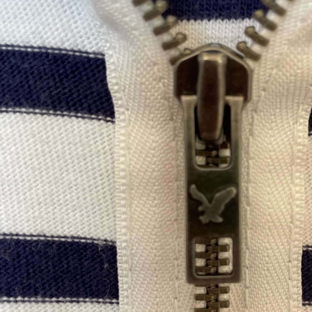 American Eagle Hooded Sweatshirt Navy & White Stripes Size Large - Picture 10 of 11